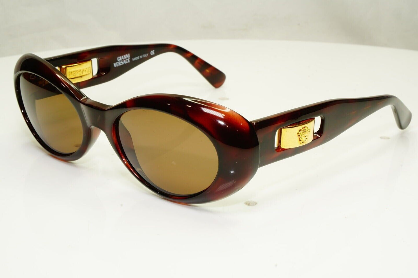 Gianni Versace Sunglasses 1996 Vintage Gold Brown Medusa Oval MOD 475/A COL 900