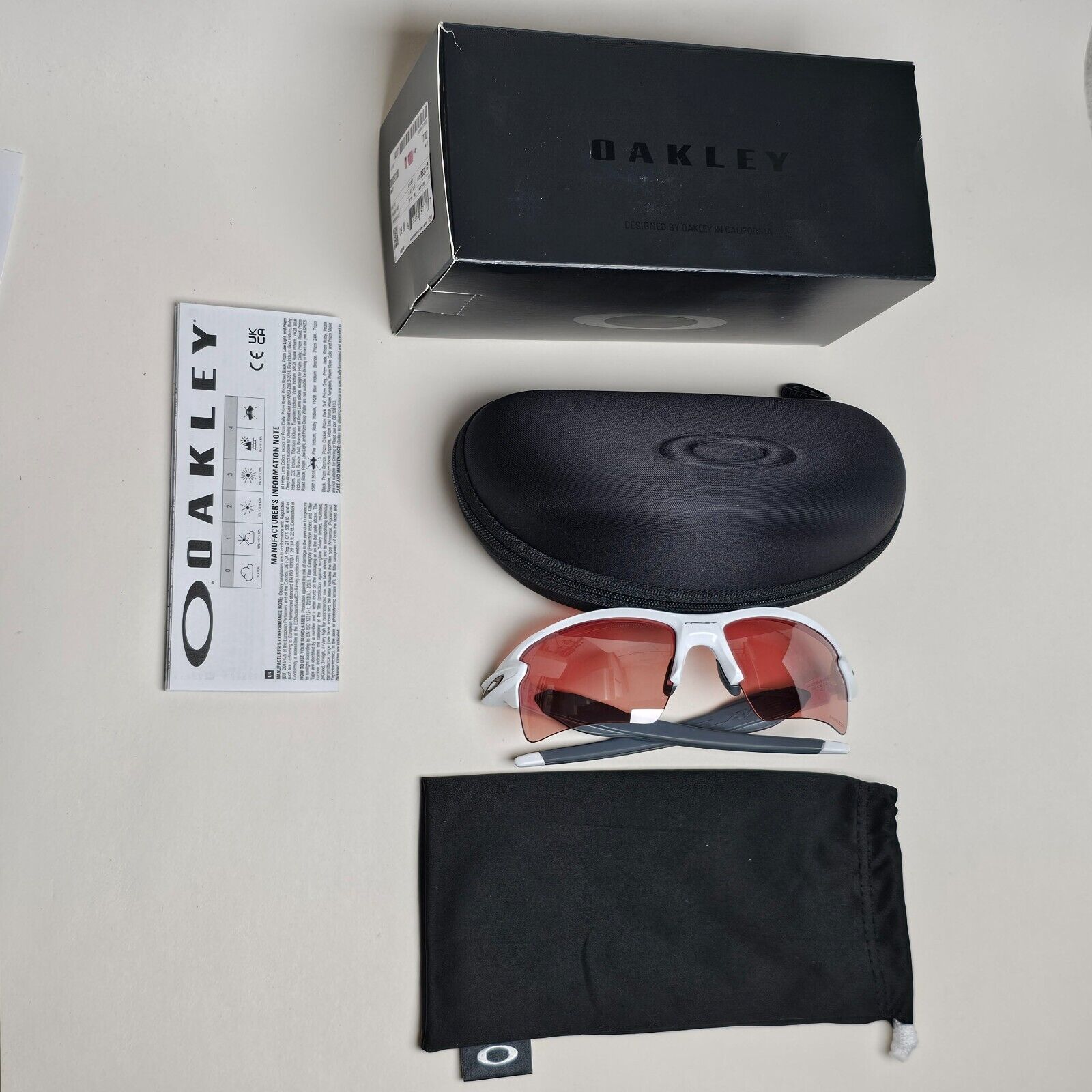 Oakley Sunglasses Flak 2.0 XL White Grey Prizm Dark Golf Wrap OO 9188 B1