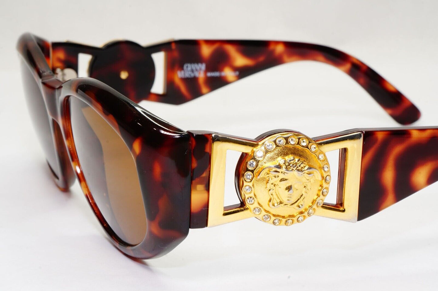 Gianni Versace Sunglasses 1996 Vintage Brown Gold MOD 424/C RH 869 Biggie 111223