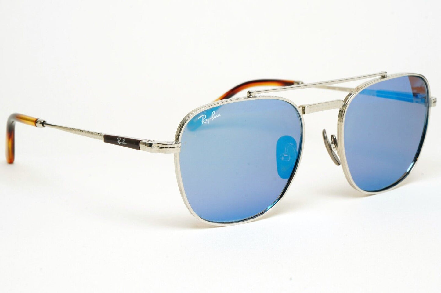 Ray-Ban Sunglasses Frank Titanium Silver Blue Mirror Grey RB 8258 3139/04 54mm