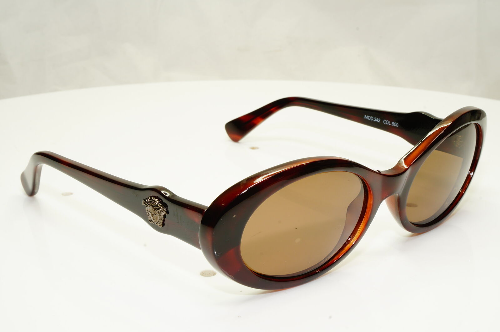 Gianni Versace 1996 Womens Vintage Brown Medusa Oval Sunglasses MOD 342 COL 900