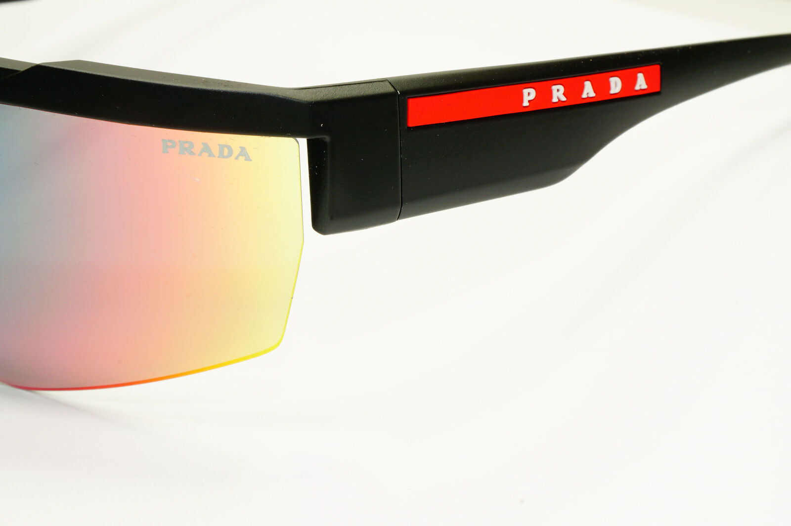 Prada Black Shield Sunglasses Chameleon Rossa Wrap Visor Sailing SPS 03X DG0-08F