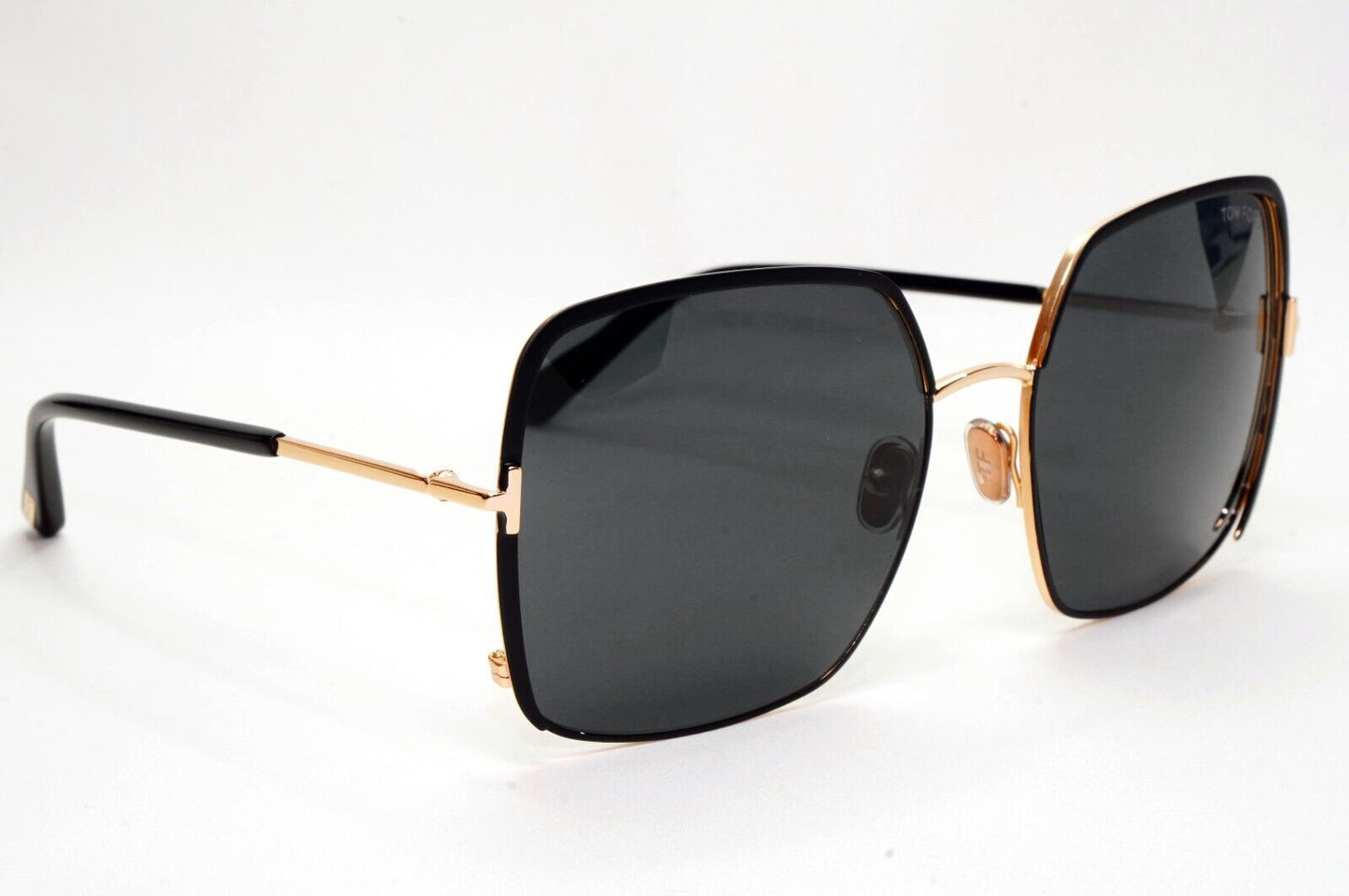 Tom Ford Sunglasses Raphaela Black Gold Grey Metal Square FT1006 TF 1006 02A