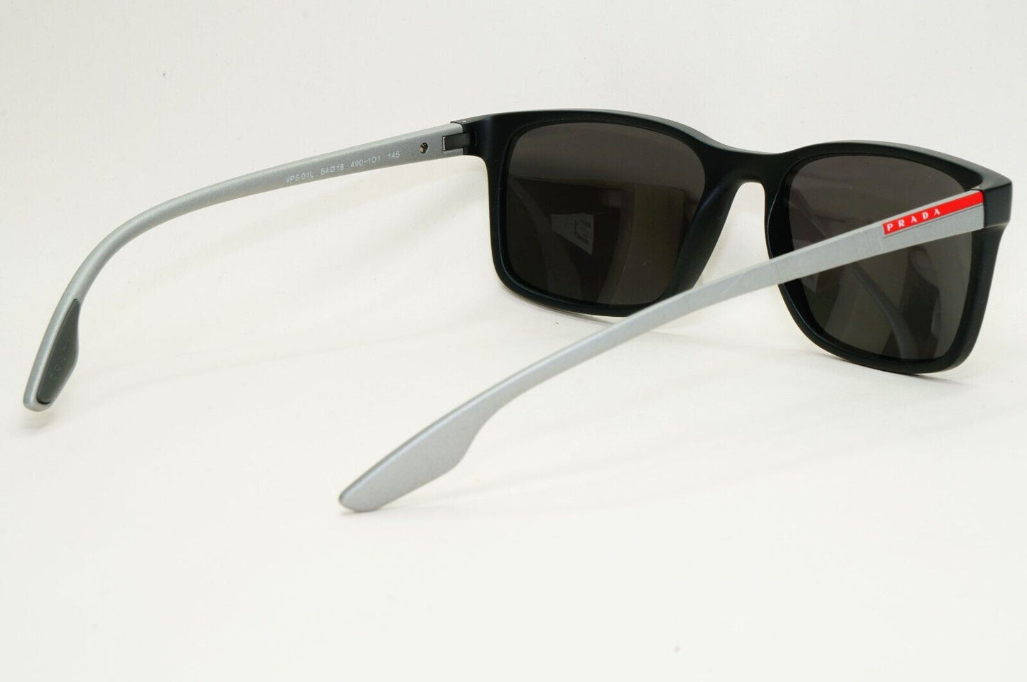 Prada Sunglasses Black Rubber Grey Matte Linea Rossa PS01LV VPS 01L 490-1O1 54mm