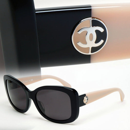 Chanel Sunglasses Black Glossy Square Beige 5322-A c.1333/26 57mm 261124