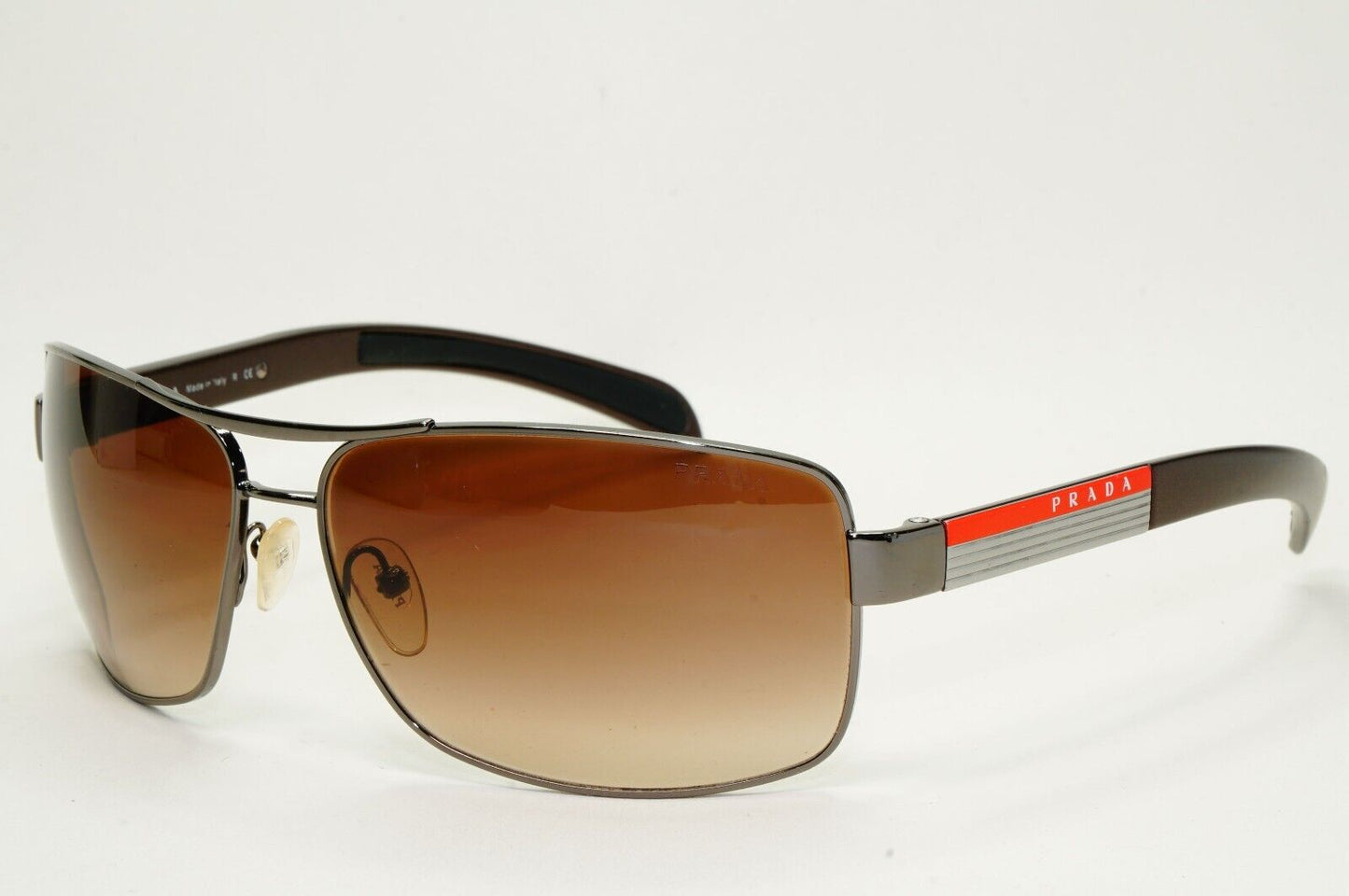 Prada Sunglasses Gunmetal Brown Wrap Navigator PS54IS SPS 54I 5AV-6S1 120824