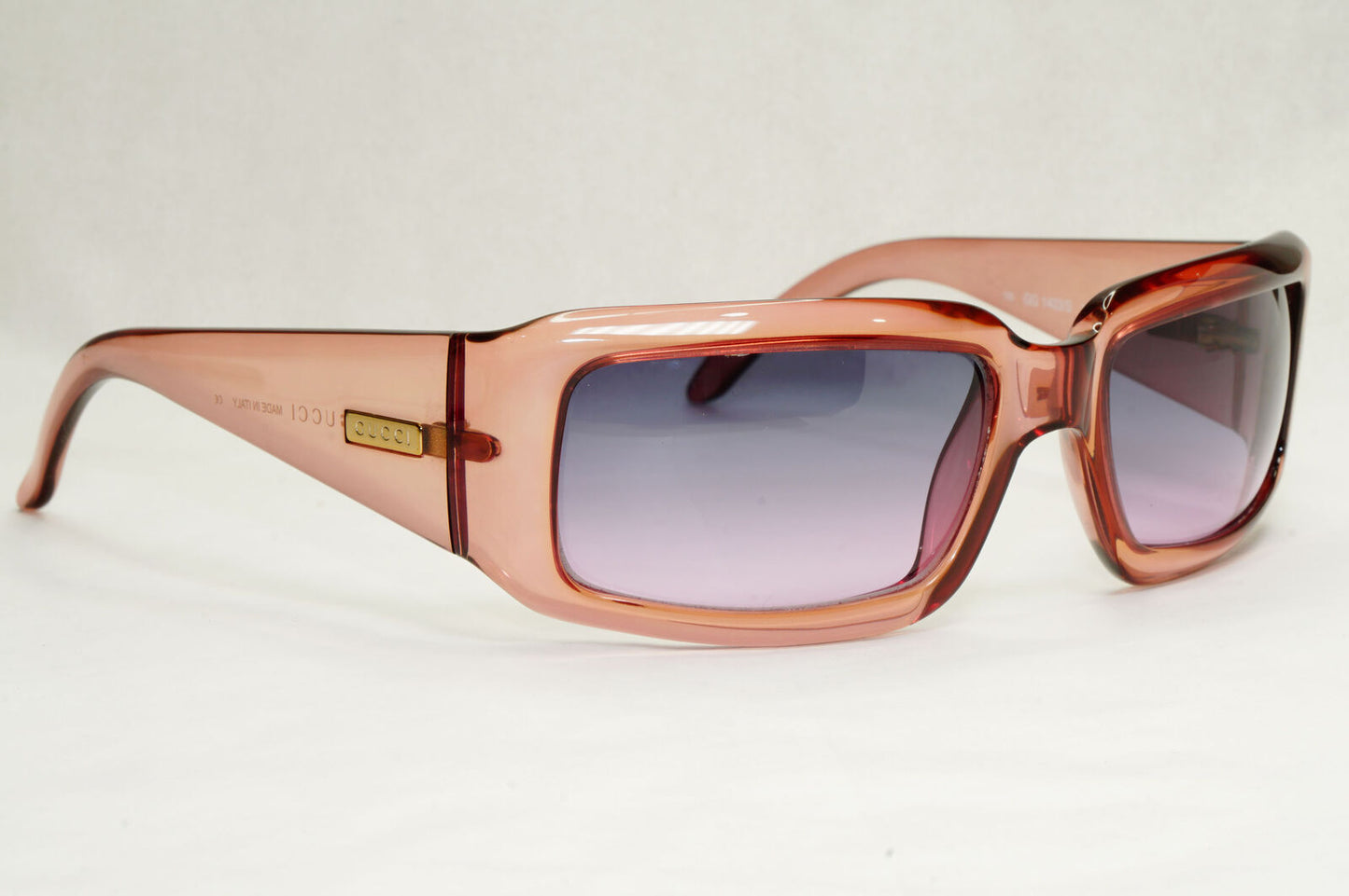 Gucci Sunglasses 1996 Vintage Pink Transparent Square Grey GG 1403/S T1U 180124