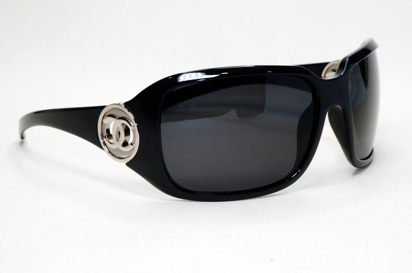 Chanel Sunglasses 2010 Vintage Black Wrap Silver 6023 c.501/87 65mm 280924