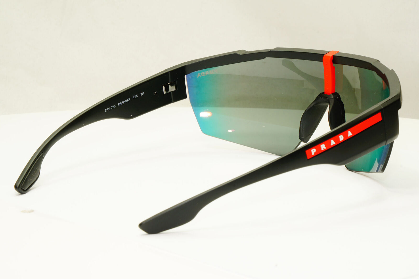 Prada Black Shield Sunglasses Chameleon Rossa Wrap Visor Sailing SPS 03X DG0-08F