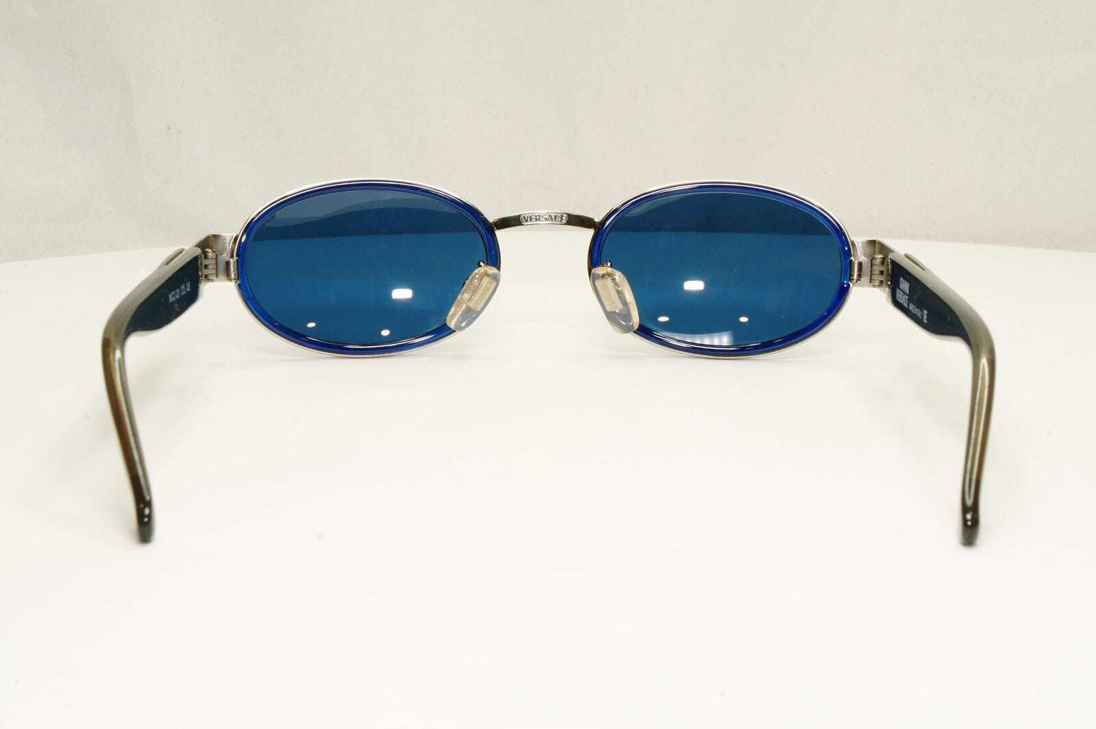 Gianni Versace 1996 Vintage Oval Blue Silver Medusa Sunglasses MOD X28 COL A35