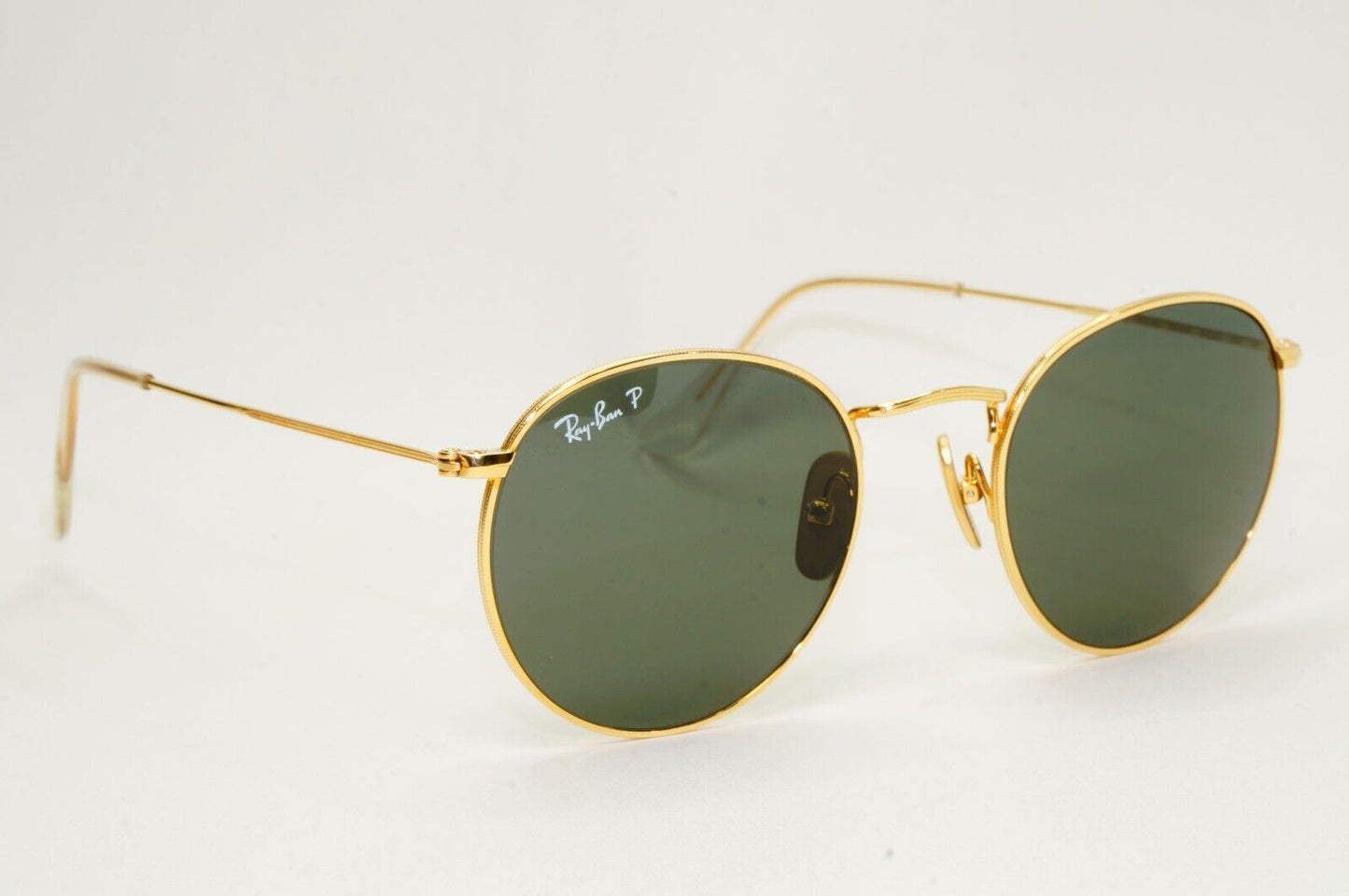 Ray-Ban Sunglasses Round Titanium Polarised Gold Green RB 8247 9216/58 50mm