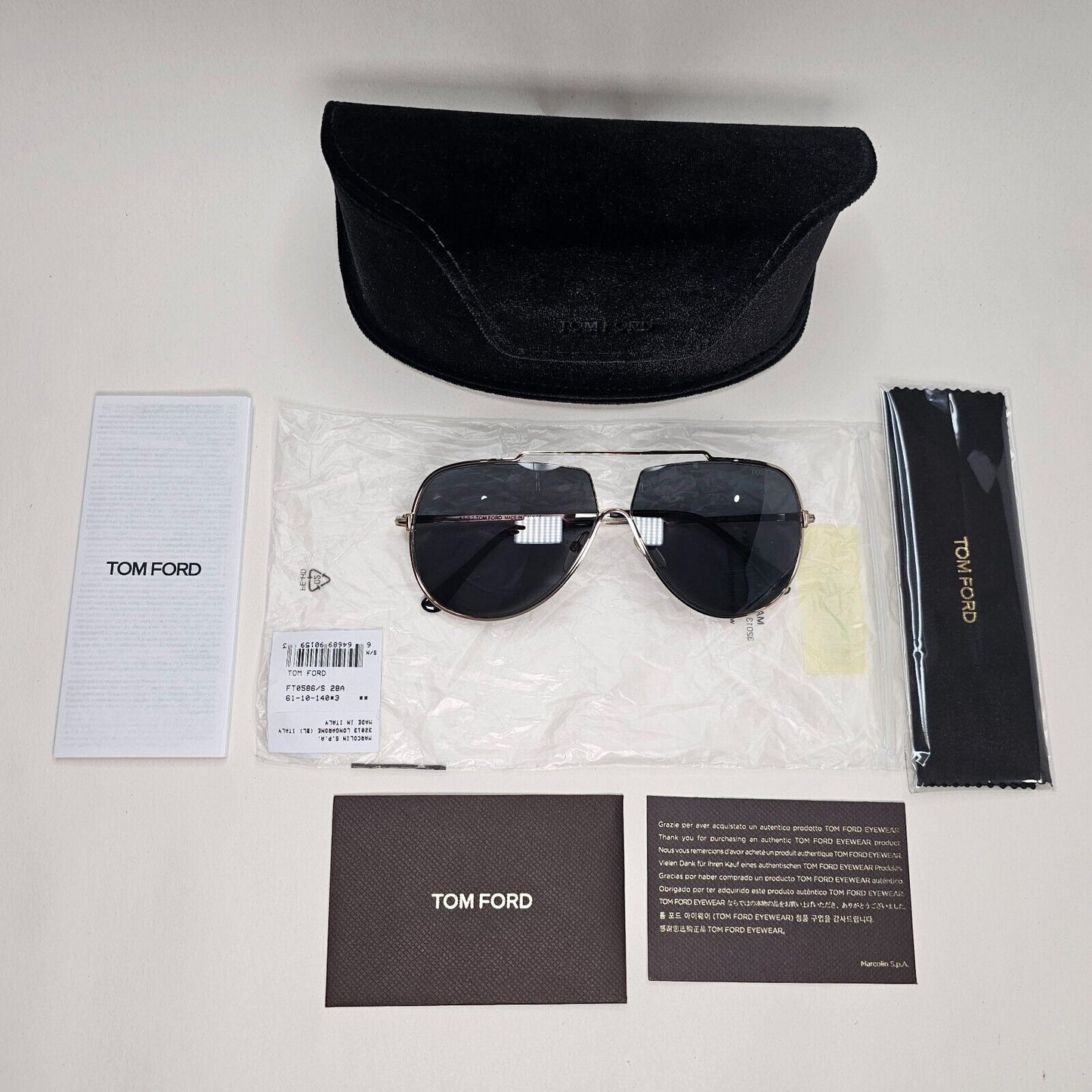 Tom Ford Sunglasses Chase-02 Gold Black Pilot Navigator FT0586 TF 586 28A 61mm