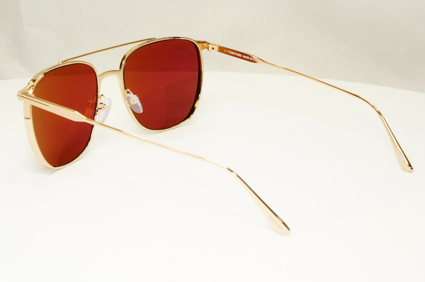 Tom Ford Gold Maroon Red Sunglasses Metal Square Mens Pilot Kip TF 692 28S