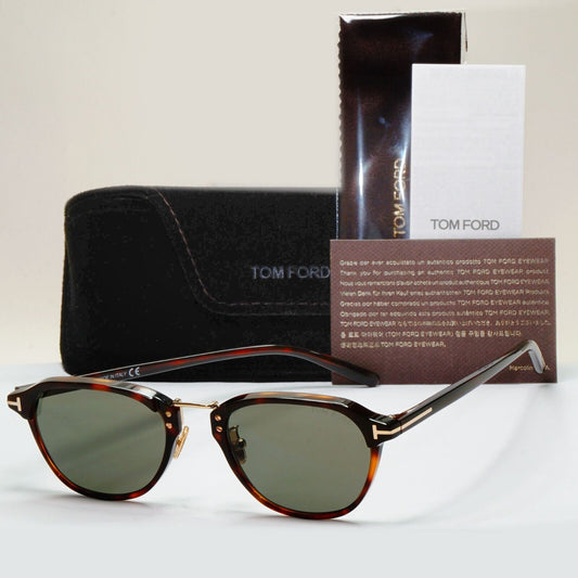 Tom Ford Sunglasses Brown Tortoiseshell Green Square FT0878-D TF 878-D 52N 53mm