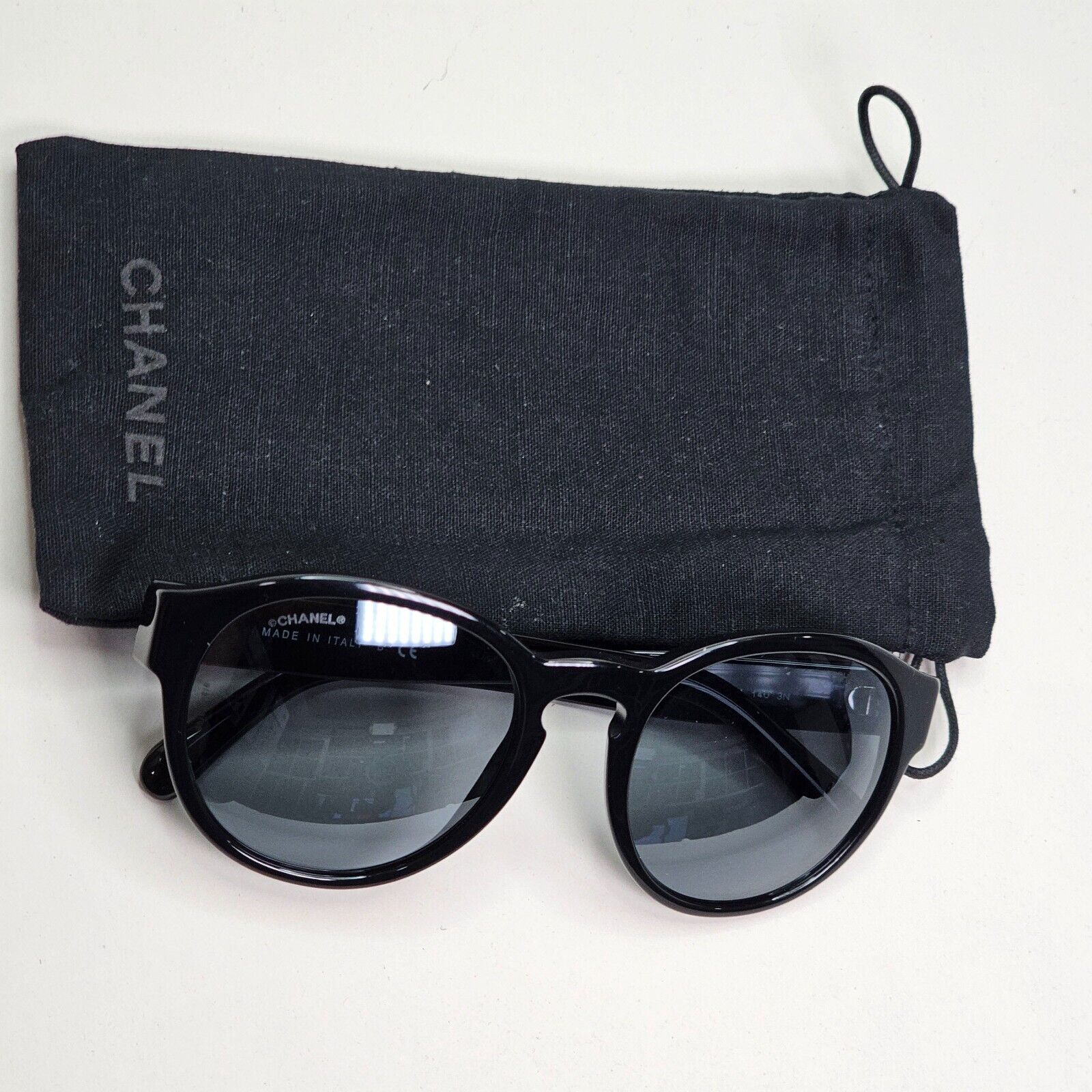 Chanel Sunglasses Black Glossy Grey Designer Fashion 5359 c.501/26 54mm