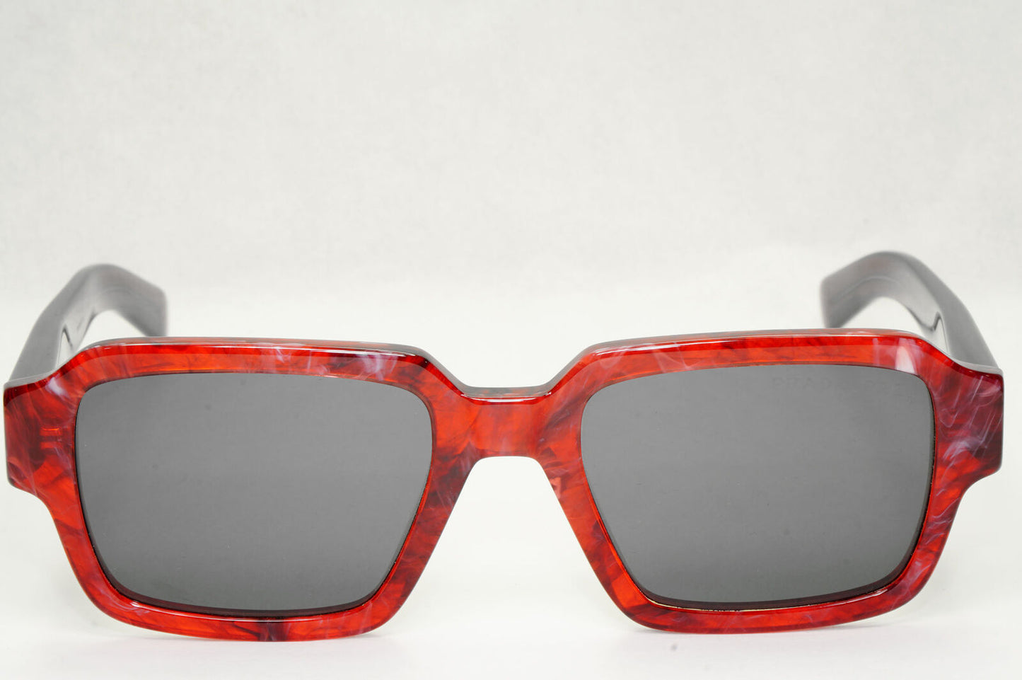 Prada Glass Lens Sunglasses Polarized Red Etruscan Stone Marble SPR 02Z 15F-08G