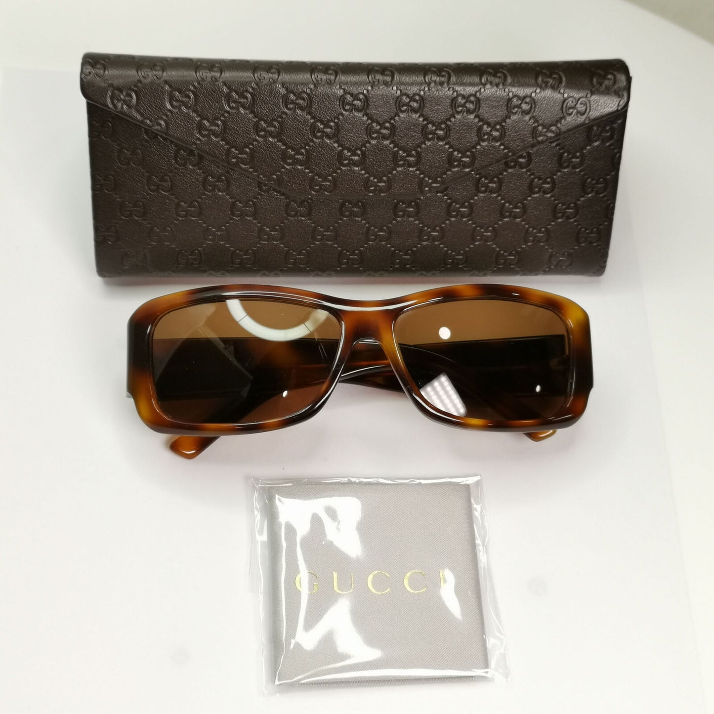 Gucci 2008 Sunglasses Vintage Tortoiseshell Brown Gold Rectangle GG 2996/S 05L8U