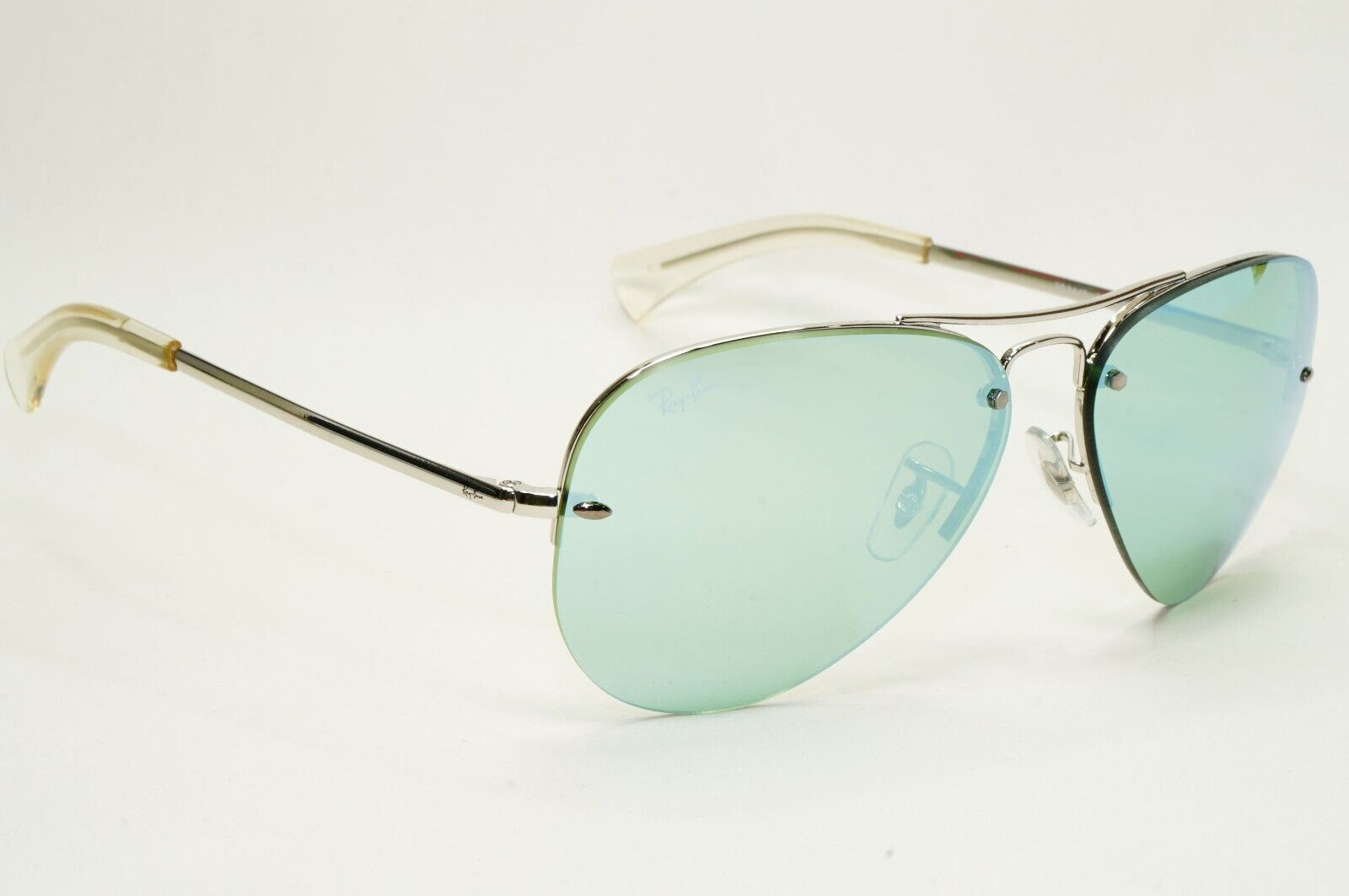 Ray-Ban Sunglasses Rimless Aviator Green Flash Mirror RB 3449 9043/30 59mm