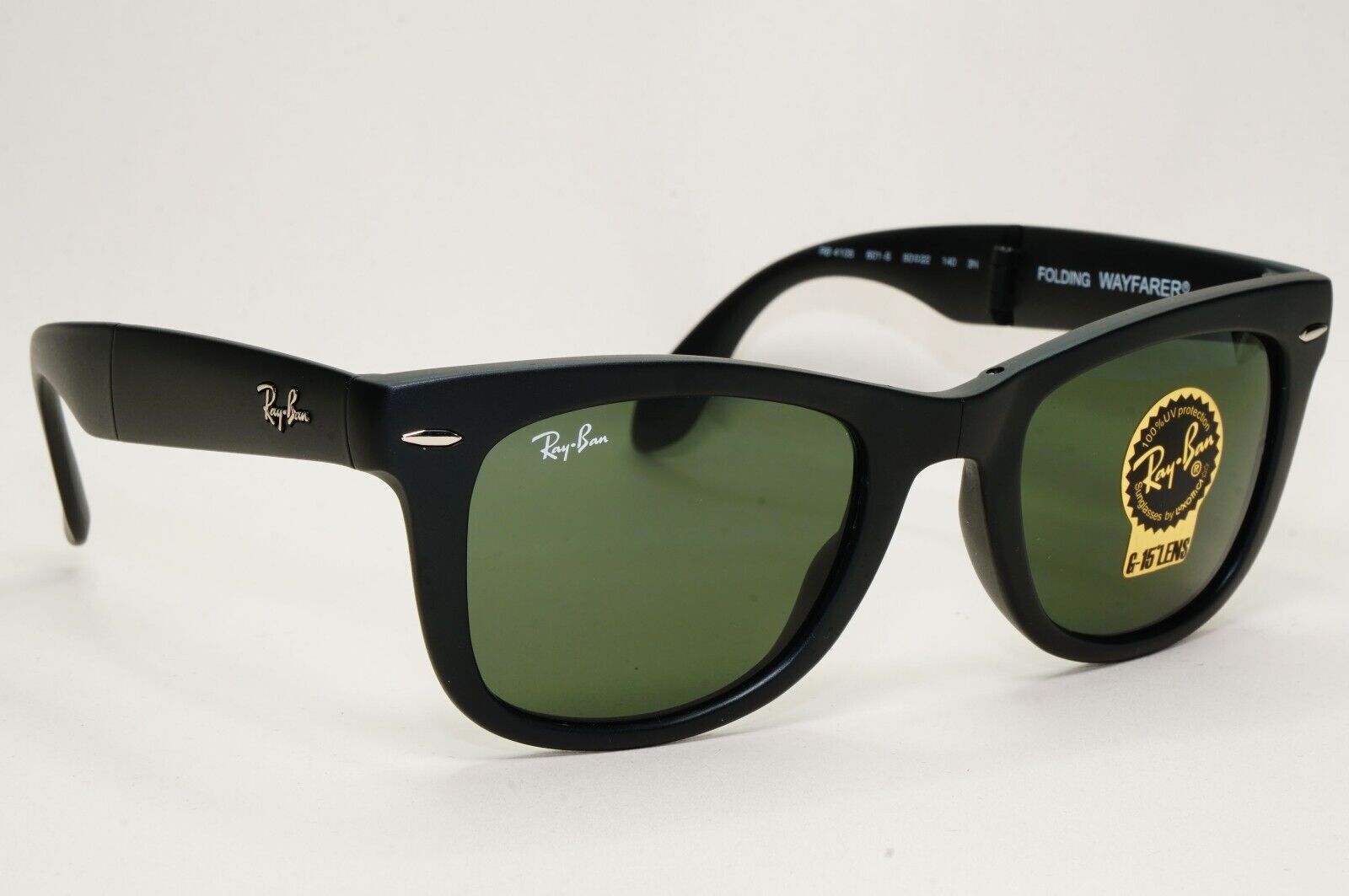 Ray-Ban Sunglasses Folding Wayfarer Black Matte Green G15 RB 4105 601-S 50mm