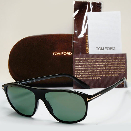 Tom Ford Sunglasses Prescott Polarised Black Green Square FT1027 TF 1027 01R