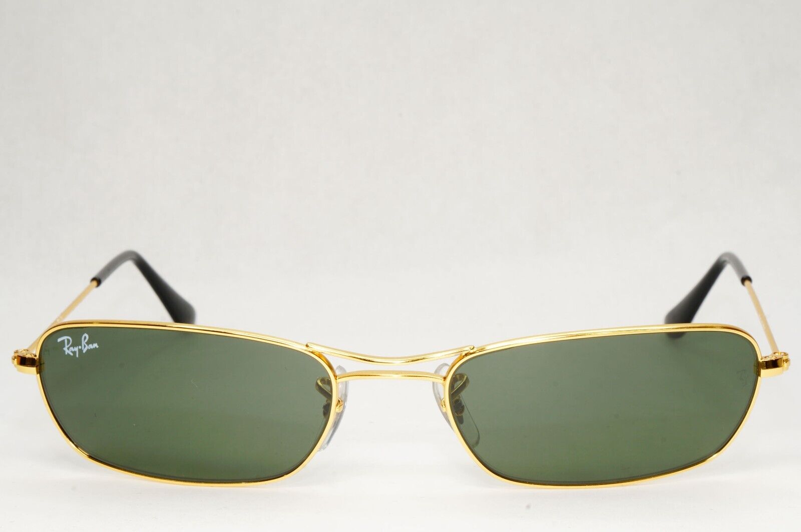 Ray-Ban Sunglasses Year 2009 Slim Sleek Rectangle Gold Green RB 3381 001 56mm