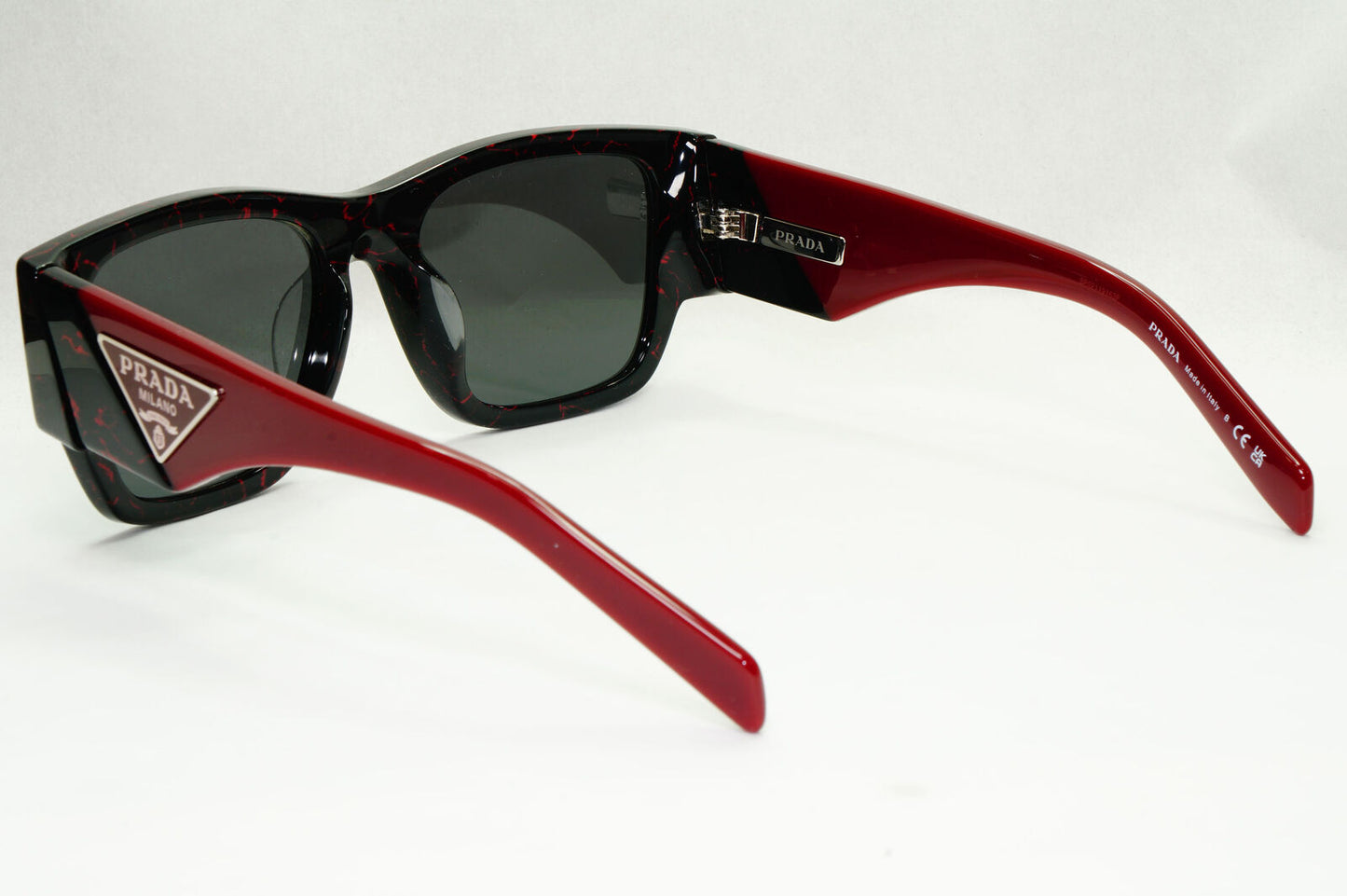 Prada Triangle Sunglasses Black Red Burgundy PR10ZS F SPR 10Z-F 11F-5S0