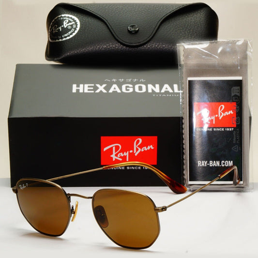 Ray-Ban Sunglasses Hexagonal Titanium Polarised Brown RB 8148 9207/57 51mm