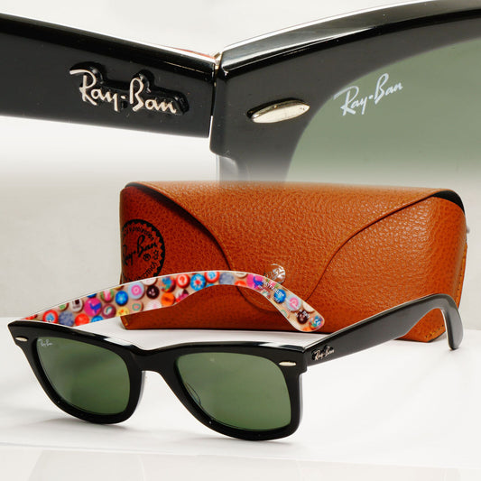 Ray-Ban Wayfarer Prints Sunglasses Black Series 4 Buttons RB 2140 1052 240123