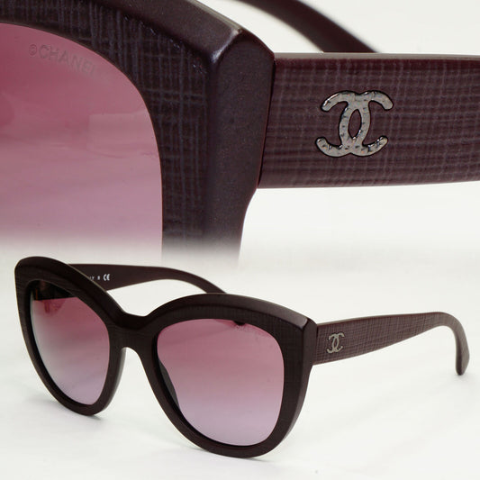 Chanel Sunglasses Dark Burgundy Maroon Tweed Pattern 5332 c.1461/S1 120124