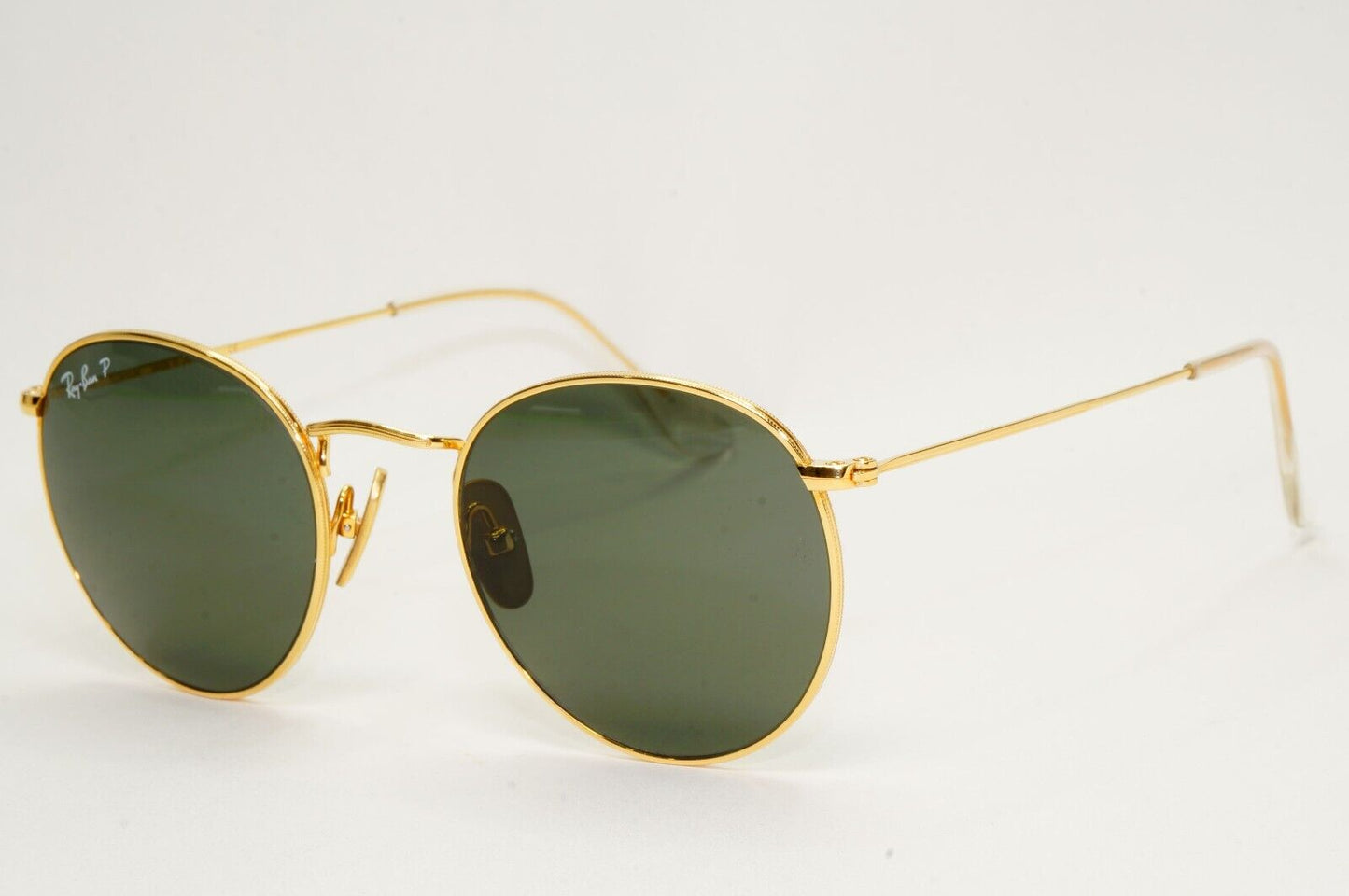 Ray-Ban Sunglasses Round Titanium Polarised Gold Green RB 8247 9216/58 50mm