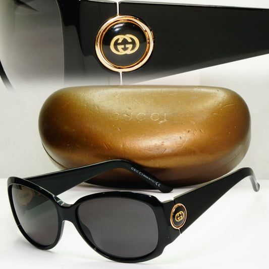 Gucci 2008 Sunglasses Black Gold Vintage Square GG 3104/S 807LF 181022