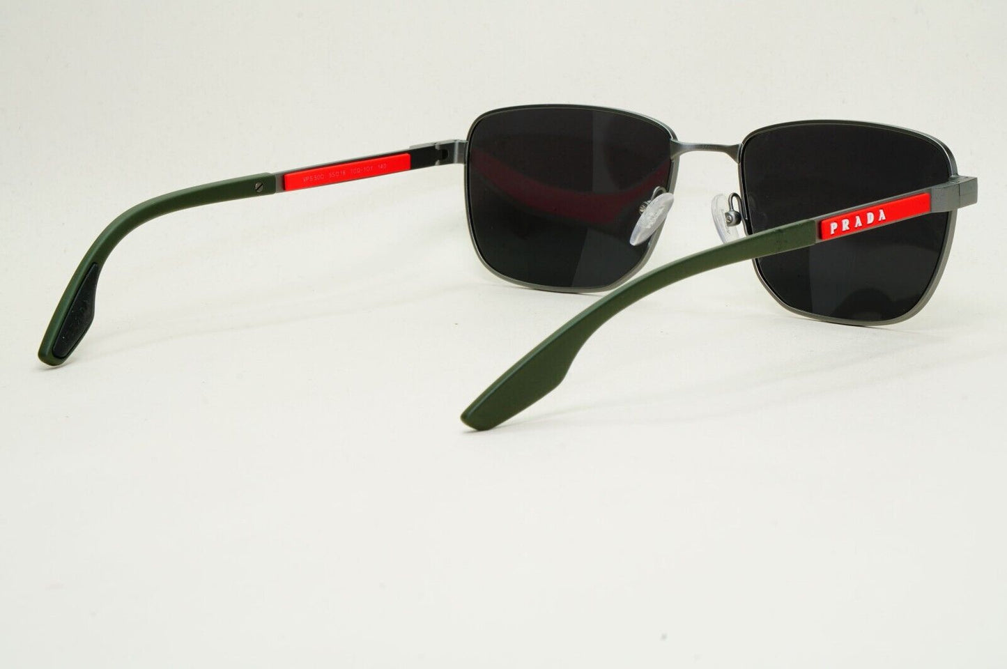 Prada Sunglasses Gunmetal Black Green Square PS50OV VPS 50O 7CQ-1O1 55mm