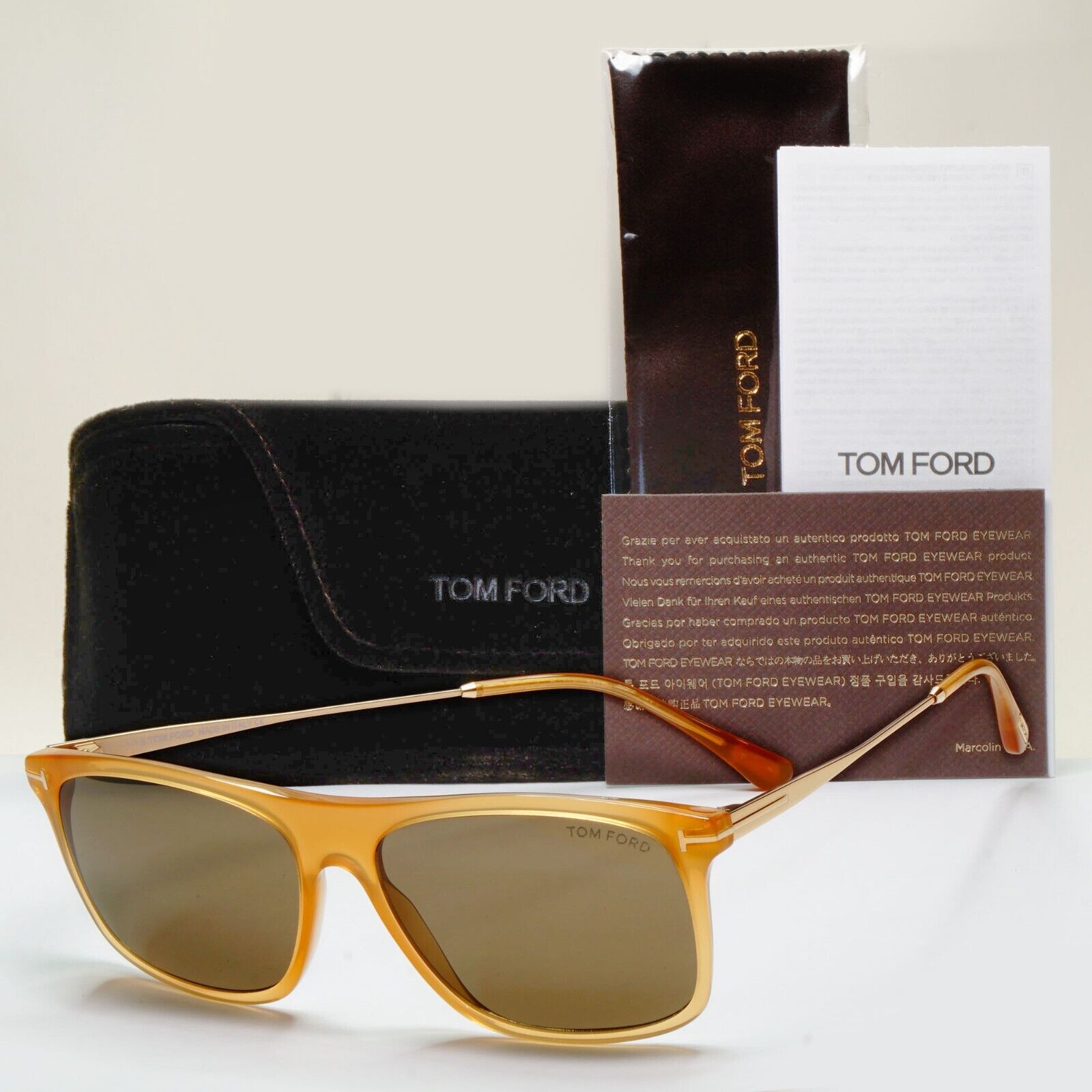 Tom Ford Sunglasses Max-02 Brown Honey Gold Square FT0588 TF 588 39J 57mm