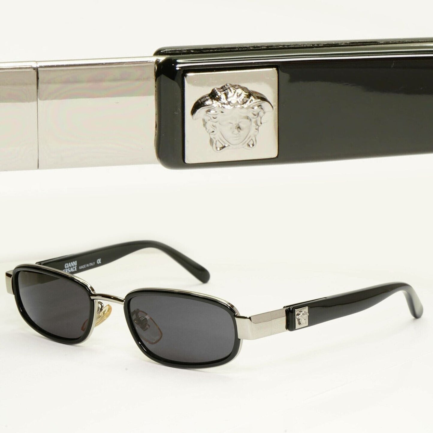 Gianni Versace 1996 Vintage Black Silver Medusa Metal Sunglasses MOD X29 COL 029