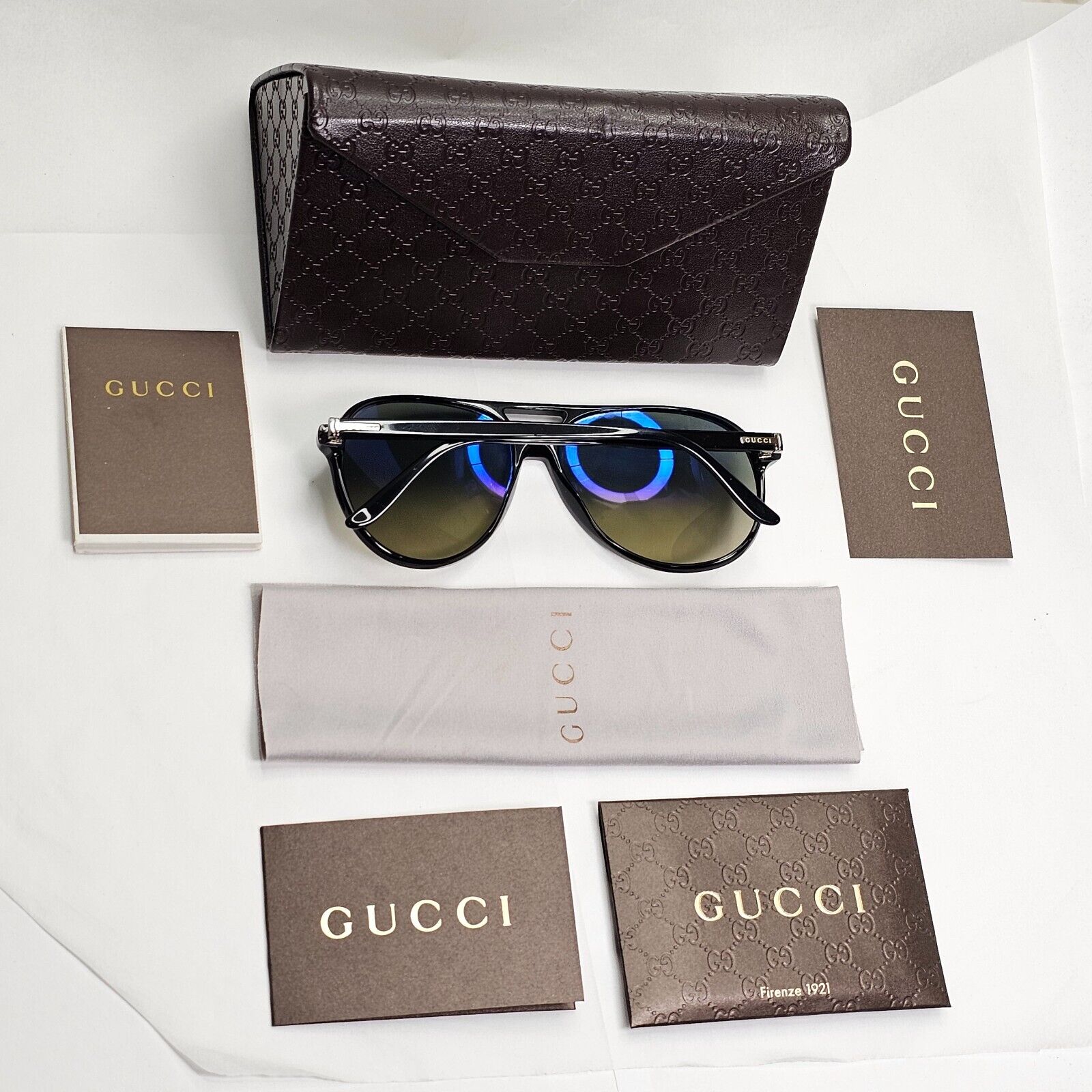 Gucci Sunglasses 2011 Vintage Black Pilot Glass Lens GG 1026/S 80757 59mm 180324