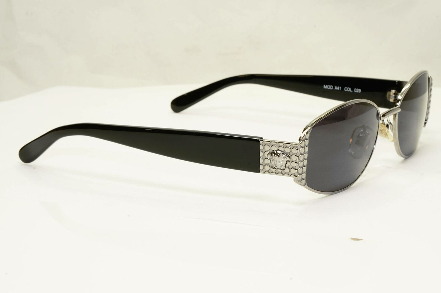 Gianni Versace 1996 Vintage Silver Medusa Black Metal Sunglasses MOD X41 COL 029