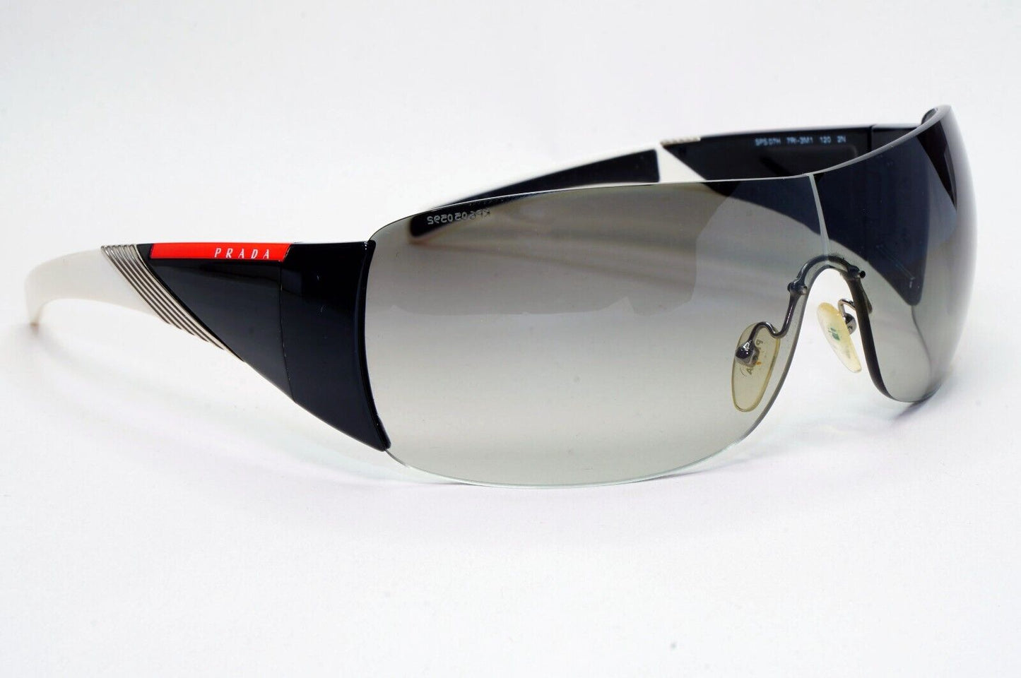 Prada Sunglasses 2007 Vintage Black Grey Shield PS07HS SPS 07H 7RI-3M1 280924