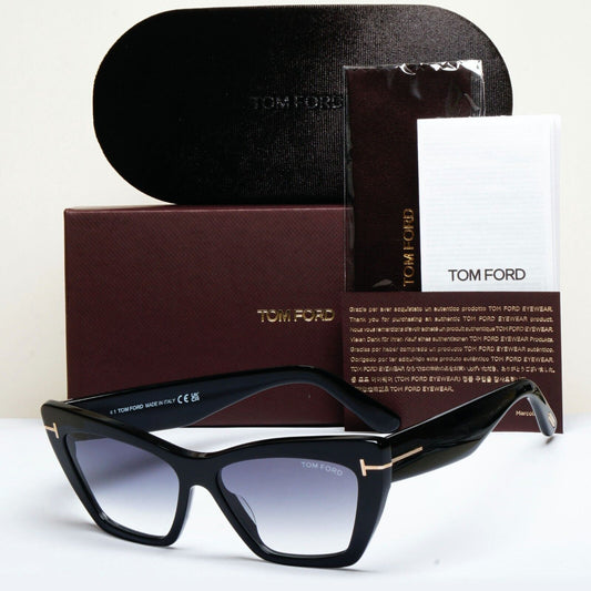 Tom Ford Sunglasses Wyatt Black Grey Gradient Thick Cat Eye FT0871 TF 871 01B