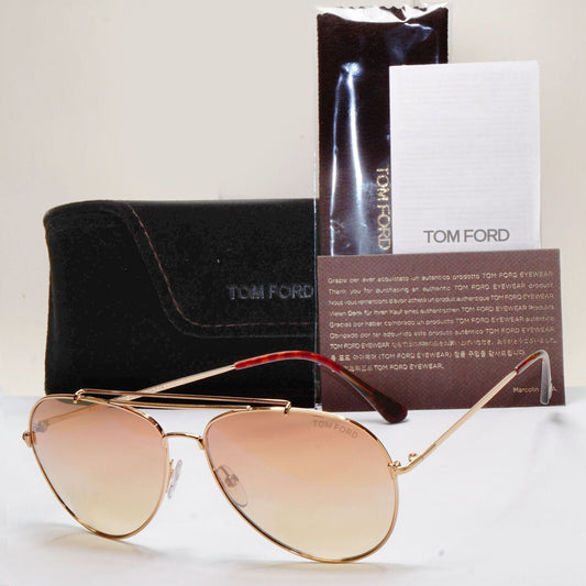 Tom Ford Sunglasses Indiana Gold Brown Gradient Metal Pilot FT0497 TF 497 28Z