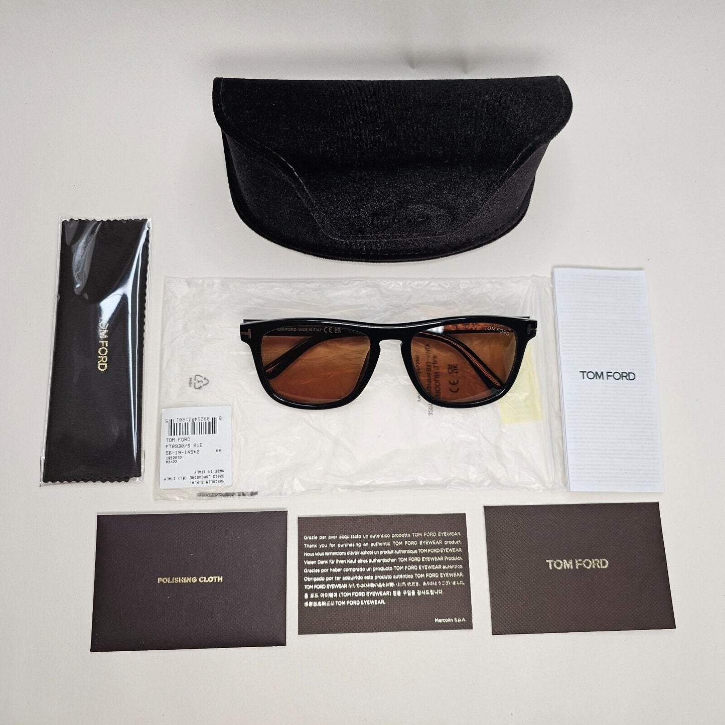 Tom Ford Sunglasses Gerard-02 Black Brown Square FT0930 TF 930 01E 56mm