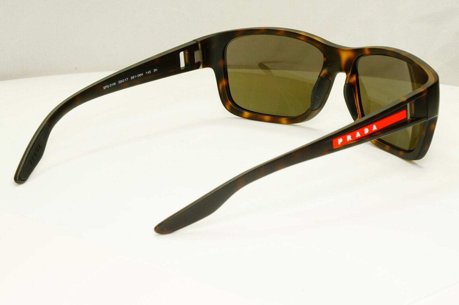 Prada Tortoiseshell Brown Sunglasses Red Stripe Mens SPS 01W 681-06H PS01WS