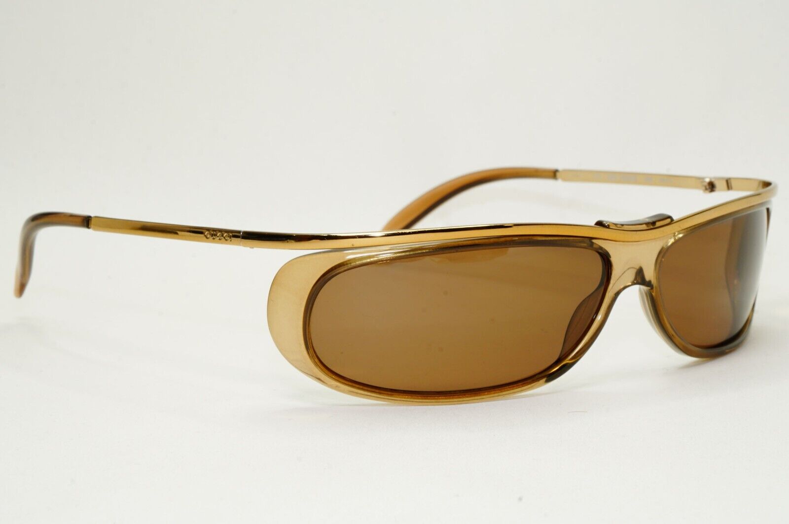 Gucci Sunglasses 1997 Vintage Wrap Gold Bronze Honey Brown GG 1423/S 438 011124