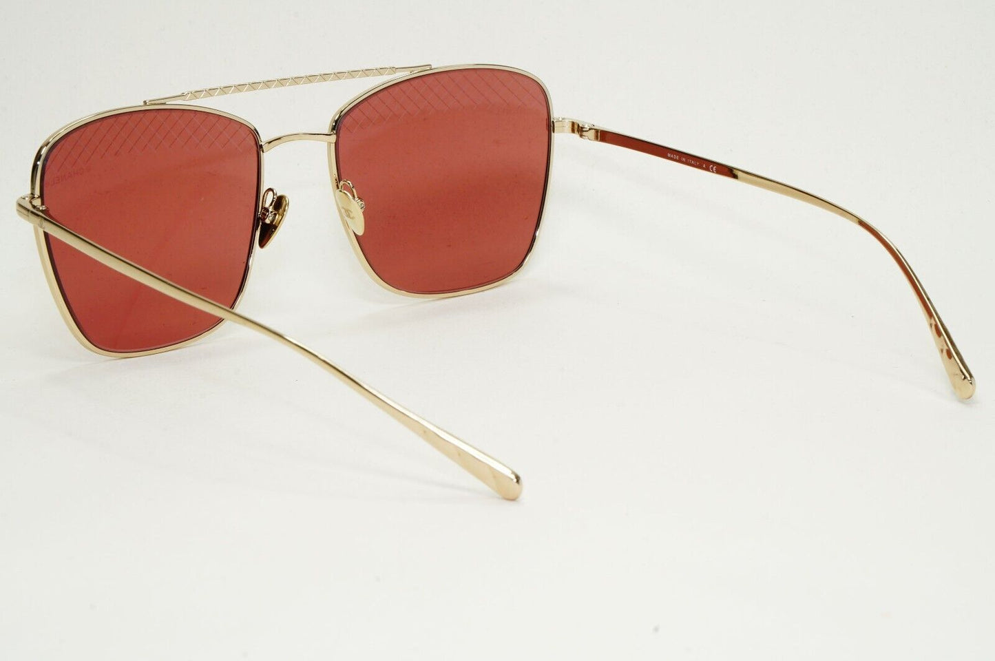 Chanel Sunglasses Gold Red Square Navigator Metal Pilot 4256 c.395/0H 55mm