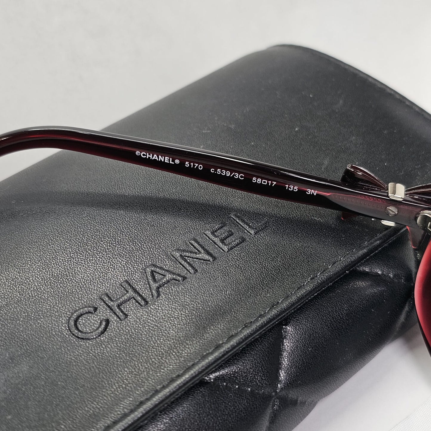 Chanel Sunglasses Bow Burgundy Dark Red Grey Gradient 5170 c.539/3C 050124