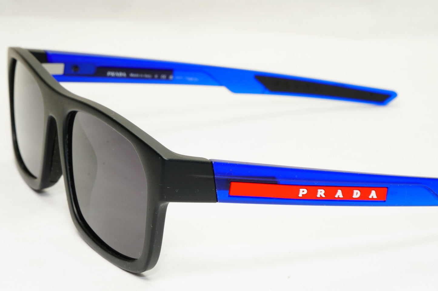 Prada Sunglasses Black Blue Square Rectangle PS08OV VPS 08O 15C-1O1 55mm 080623