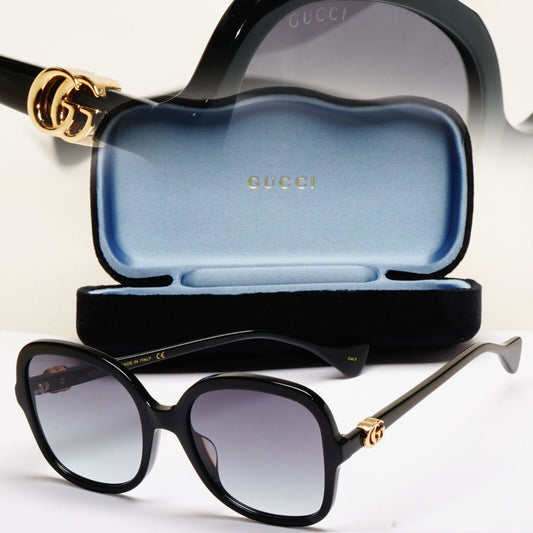 Gucci Sunglasses Oversized Grey Gradient Large Square Gold GG1178S 002 56mm